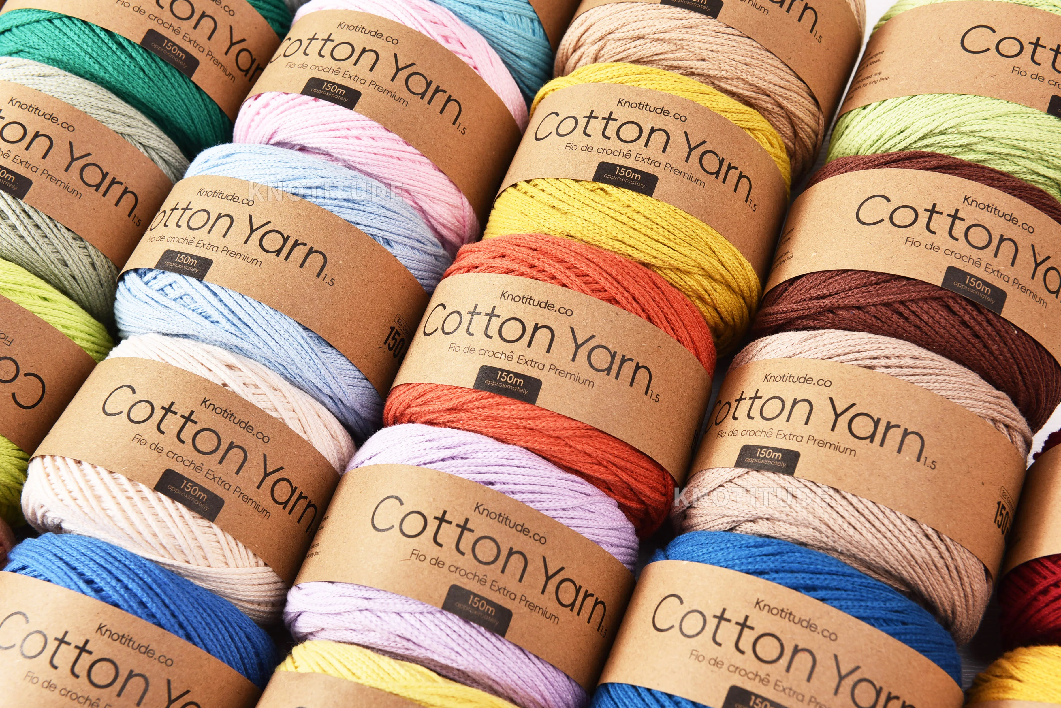 KNOTITUDE 1.5mm Cotton Yarn 150m a Ball Hand knitting yarn Hand Crochet yarn Bag crochet yarn 100% high quality cotton