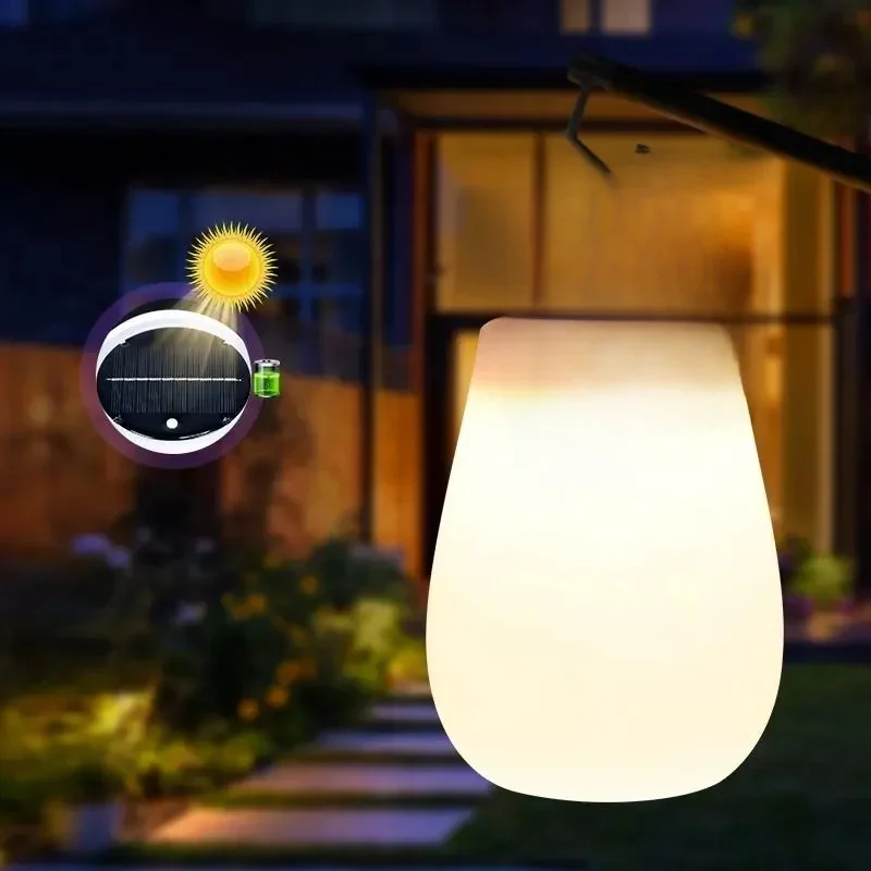 Lanterne LED solaire pour camping en plein air, batterie aste USB, lampe de table PE sans fil avec poignée en silicone, 62