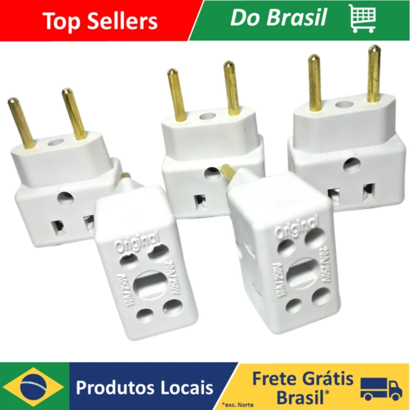 Adaptador Tomada Multiuso Aceita Plug Padrão Novo e Antigo Plug Elétrico 10a / 20a Bob Esponja eletrônico PRONTO ENTREGA
