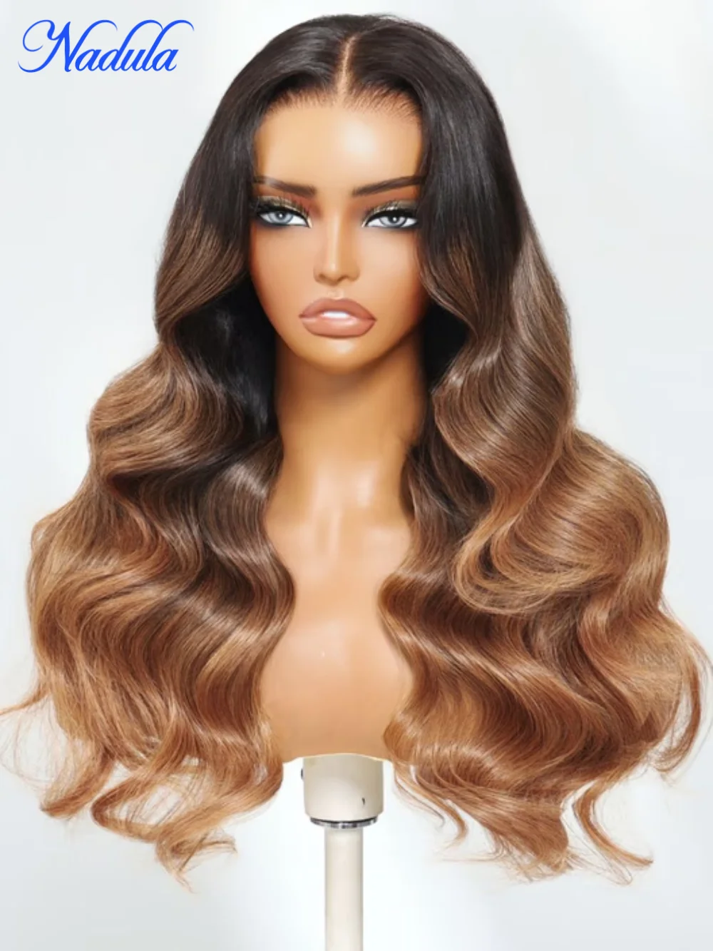 Nadula 13x4 Фронтальный черный для капучино Ombre Свободный волнистый парик с невидимым шнурком Бесклеевой парик из человеческих волос Nadula 13x4 Фронтальный черный для капучино Ombre Свободный волнистый парик с невидимым шнурком Бесклеевой парик из человеческих волос