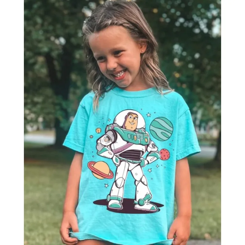 2024 Kids T-shirt High Quality Galaxy Adventure Buzz Lightyear T-shirt New Cartoon Sweet Style Crewneck T-shirt For Kids