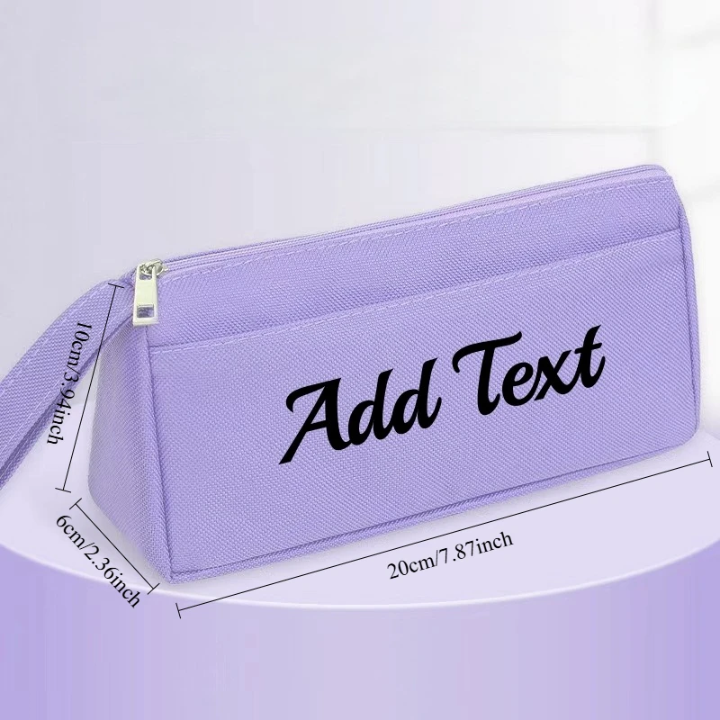 Custom Name & Initials Pencil Case with Handle, Compact Stationery Organizer for Students & Office Use