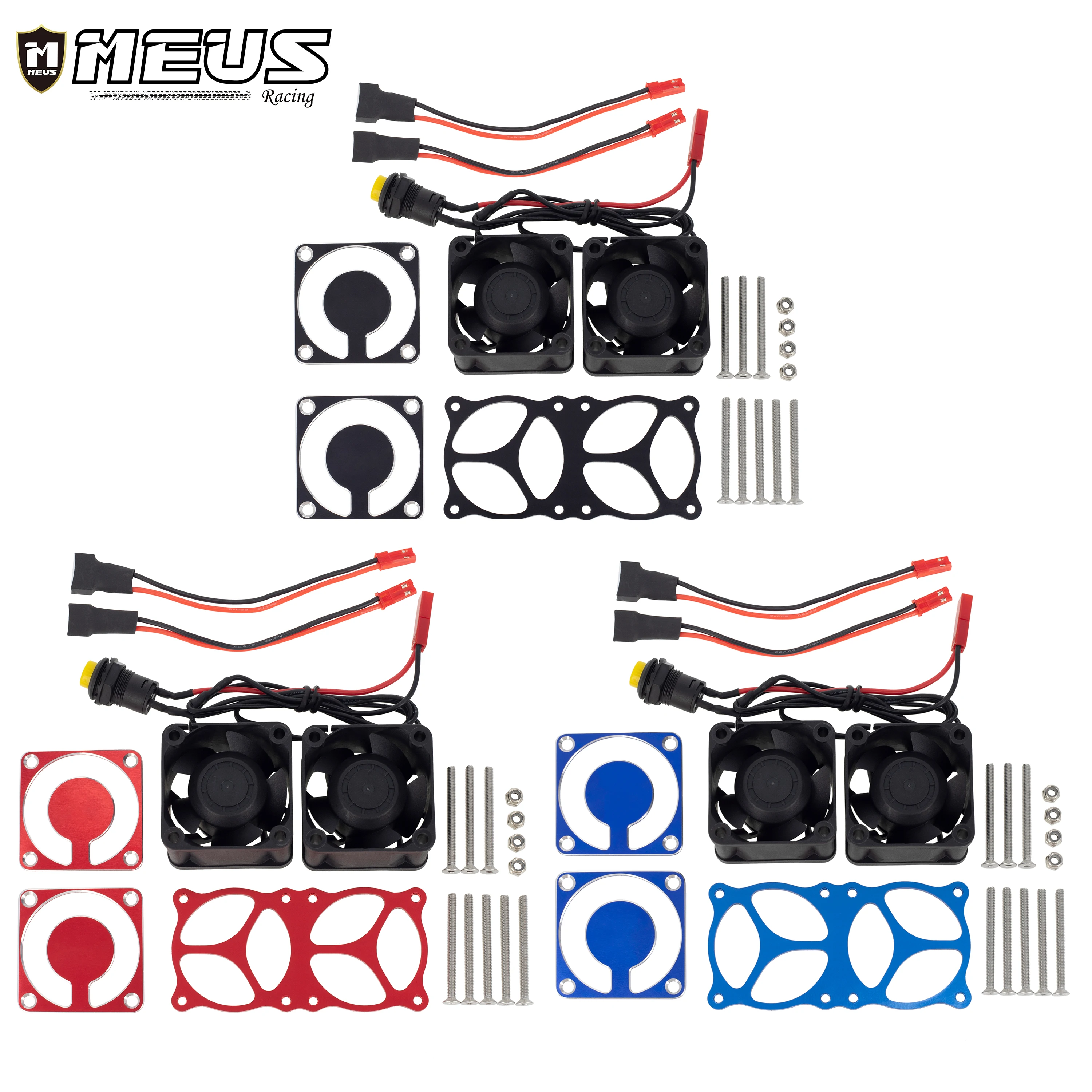 Meus Racing Motor Heatsink 4028 High Speed Cooling Fan Dual Fans 12V Aluminum Fan Cover DIY Kits for ARRMA Axial RC Car