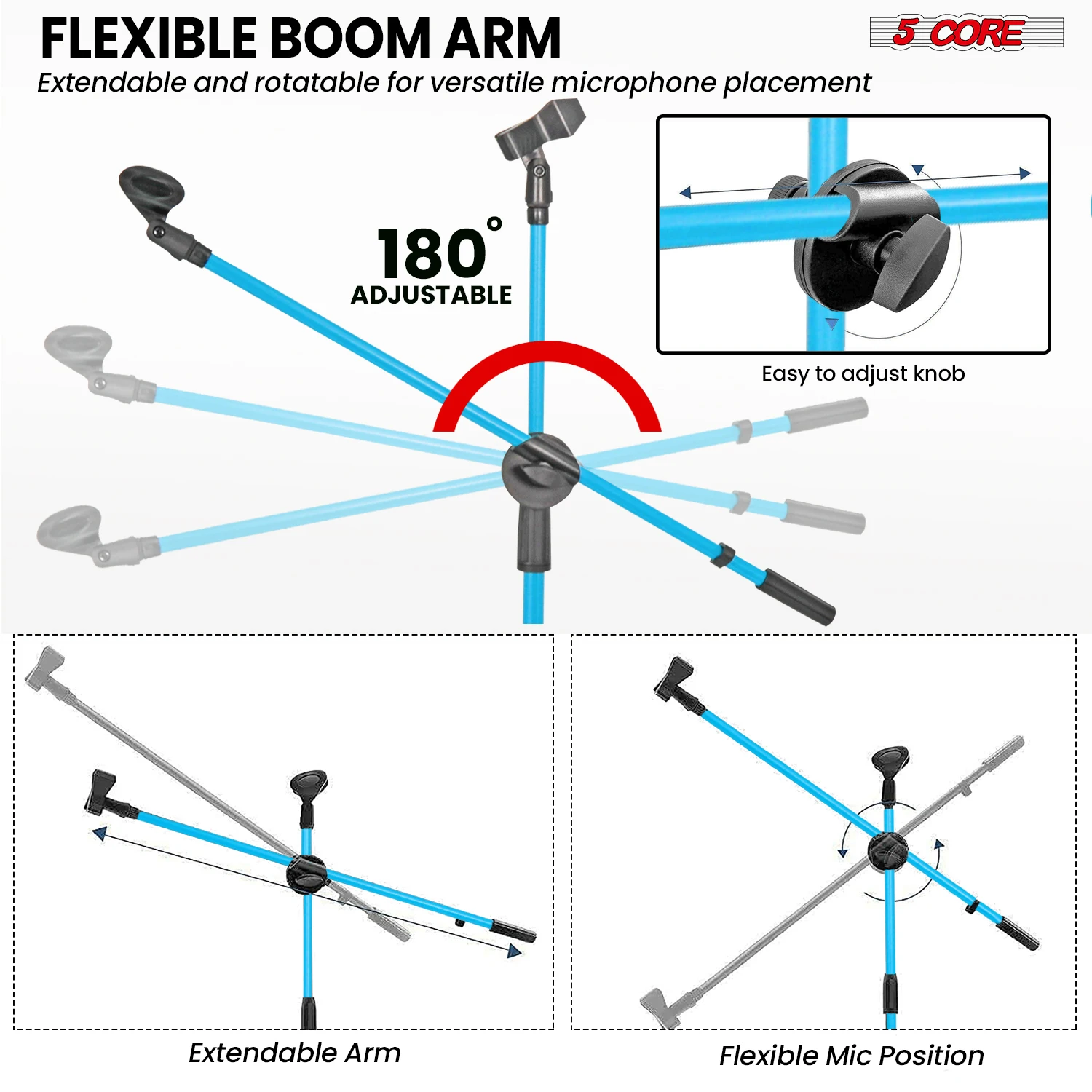 5 Core Mic Stand 2Pcs Floor He - đánh giá và giá Microphone Stand Boom Arm Floor