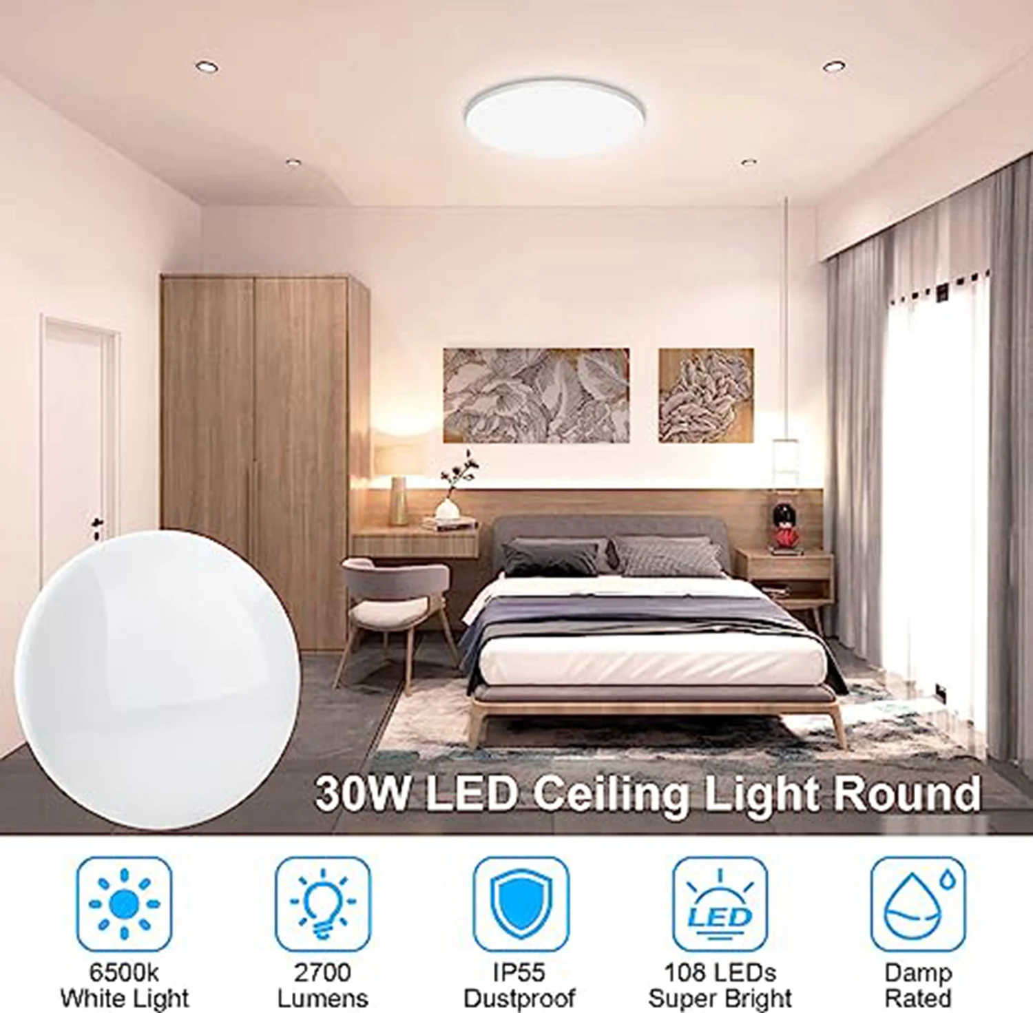 luz de teto led luz redonda do quarto branco 6500 kip55 impermeavel lampada do banheiro iluminacao moderna do teto indmird30w 01