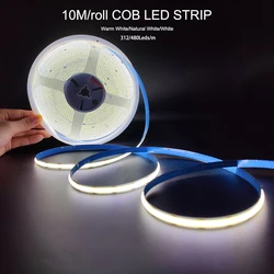 10m COB Led Streifen Dimmbare Led Band Flexible 8mm 312Leds/m 480Leds/m RA 90 FOB Led-leuchten Warme Natürliche Weiß für Zimmer Decorat