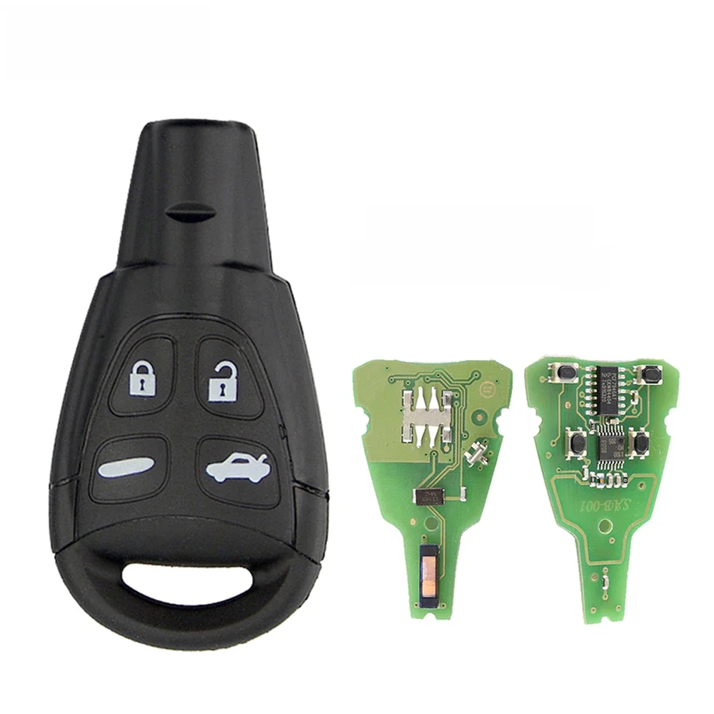 Coque de clé de carte intelligente pour SAAB 93 95 9-3 9-5 WF, clé de voiture à distance 4 boutons 315/433Mhz ID46 PCF7946, puce d'entrée sans clé, lame d'insertion