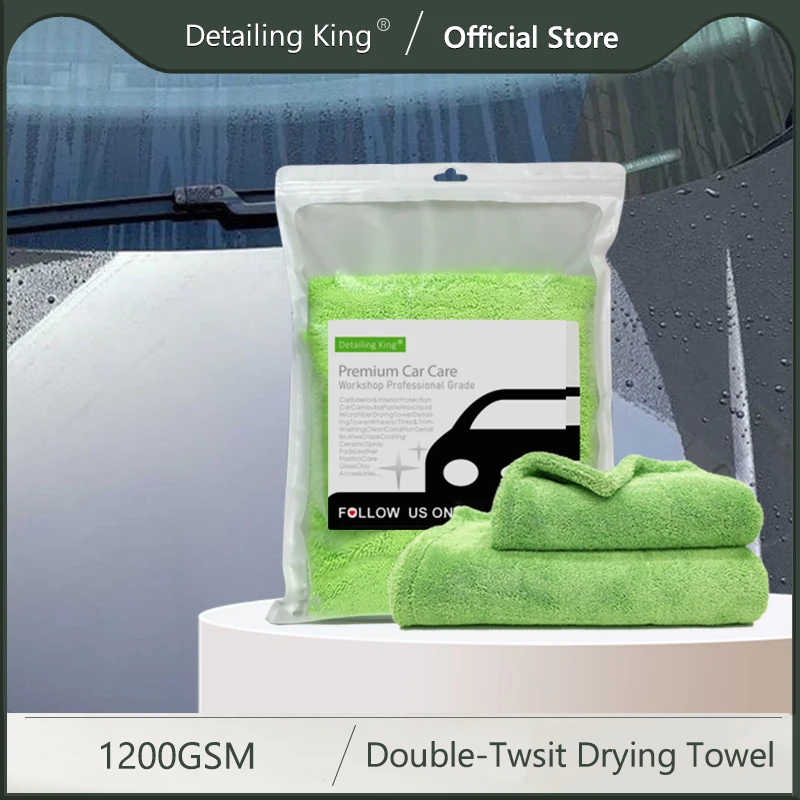 DetailingKing 1200GSM Double Twist Pile Microfiber Drying Towel  Ultra-Absorbency Car Drying Rag for Cars/Trucks/SUVs Detailing