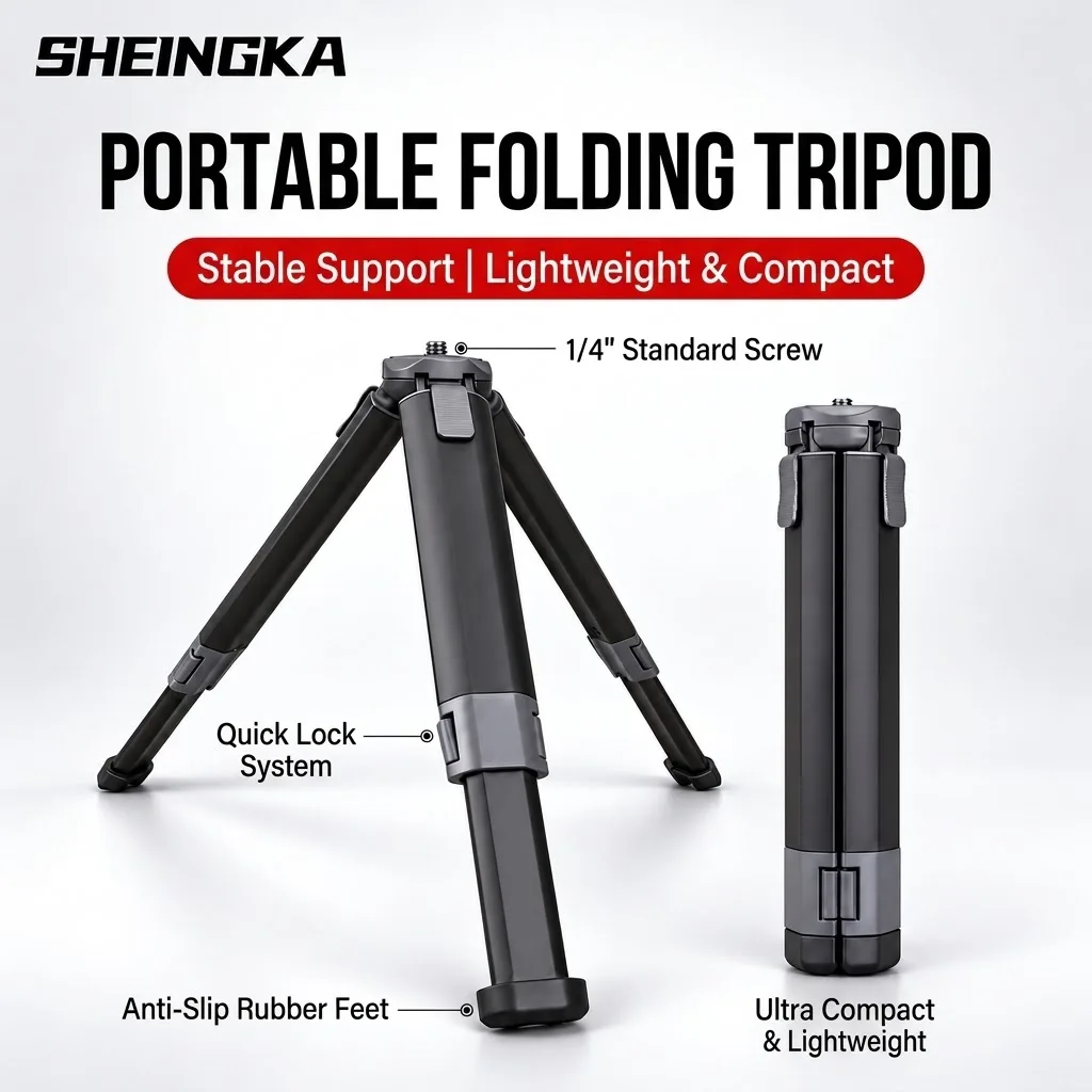Metal Mini Tripod Tabletop Stand 1/4 Screw for GoPro Insta360 DJI Osmo Pocket 4 3 Action Camera Handheld Mount Vlog Accessories