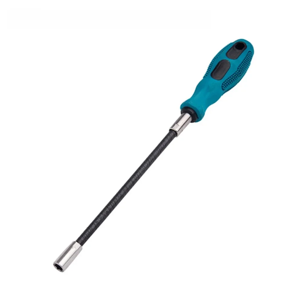 Tournevis à douille Flexible, outils manuels hexagonaux multifonctionnels pliables bleu-vert, fixation confortable antidérapante 7 Mm
