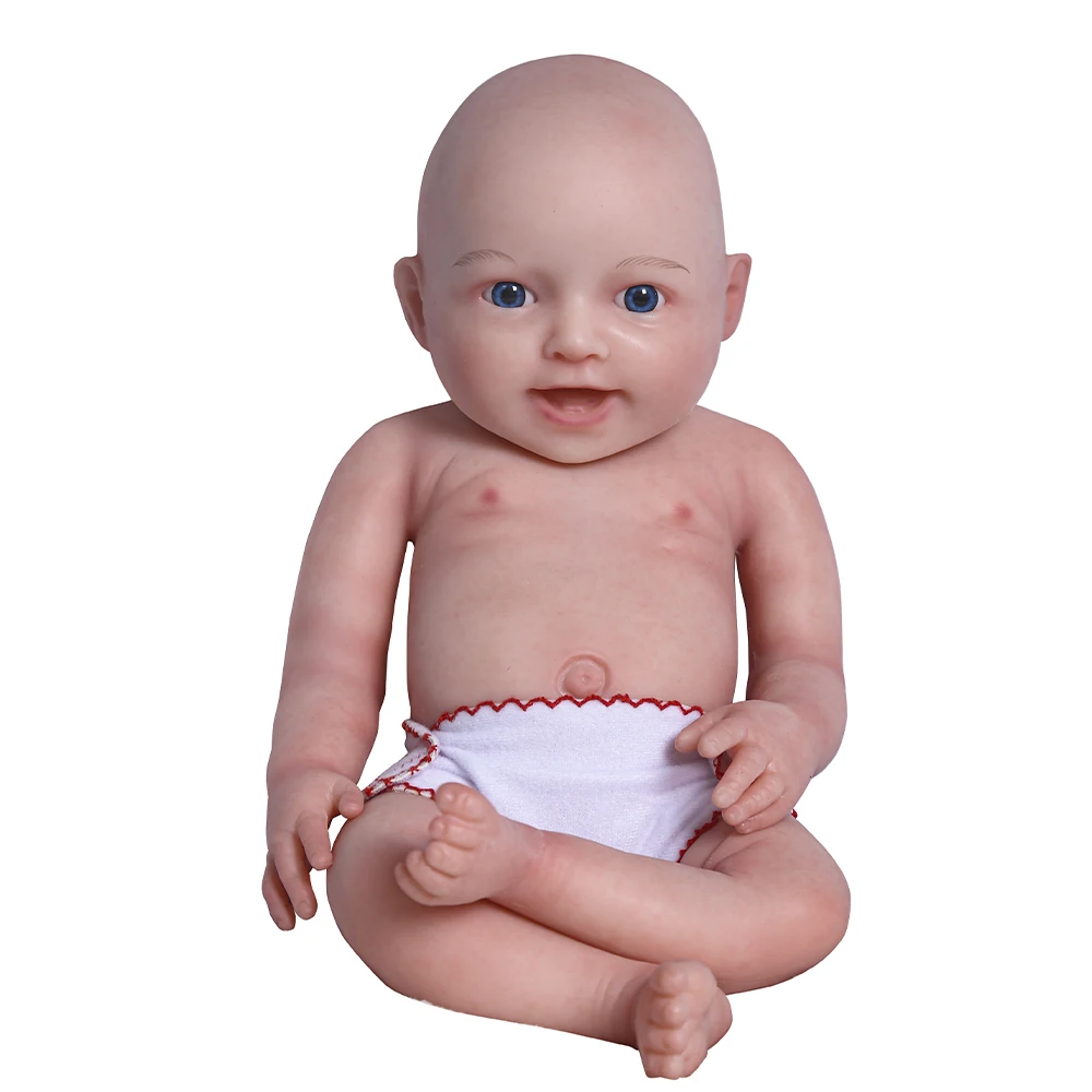 Lovely 18 inches Reborn Baby Doll Full Body Soft Silicone Girl Toys Mouth Open Smile Birthday Gifts With Pacifier Hot Sale 2023