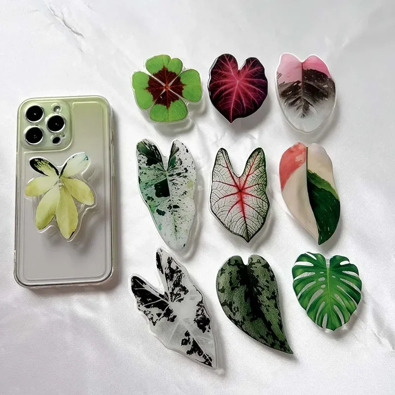 Składany uchwyt gniazdowy Tok Pretty Leaf Akrylowy uchwyt na telefon do iPhone'a 13 Uniwersalny uchwyt na telefon Stojak GripTok — zdjęcie 2