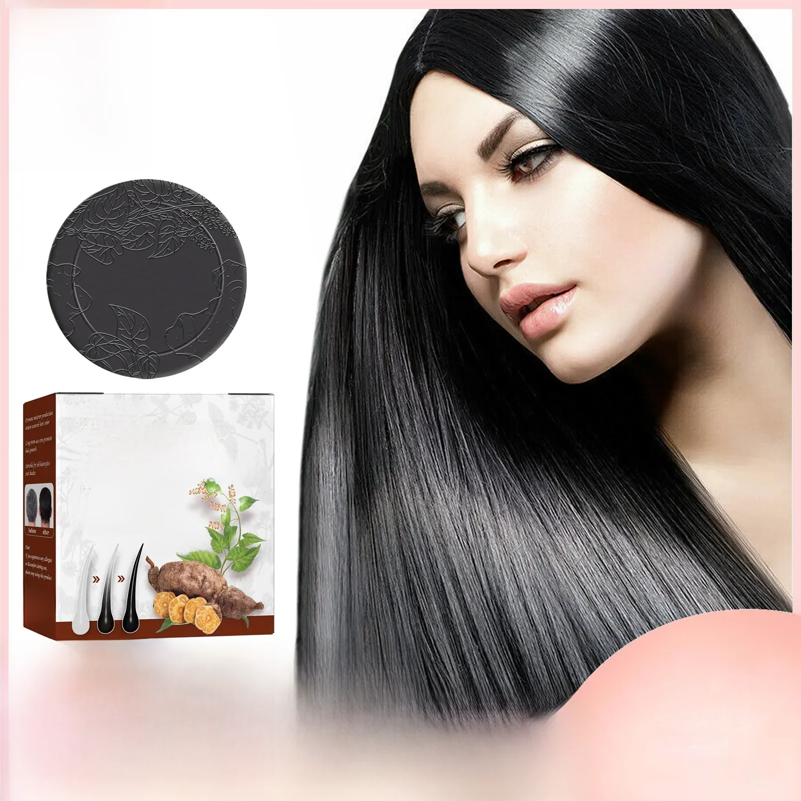 Regina Hair-Barre d'assombrissement des cheveux noirs, couverture réparatrice, document gris et blanc, colorant, nourrissant, lissant, polygonum, multithorum, shampooing