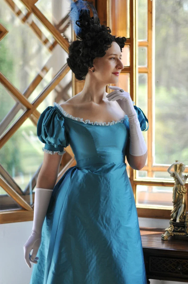 Cosplaydiy 19th Century Gown Dress Late Regency Ballgown Costume 19th century Gown Early Victorian Dress Medieval Dress Outfits
