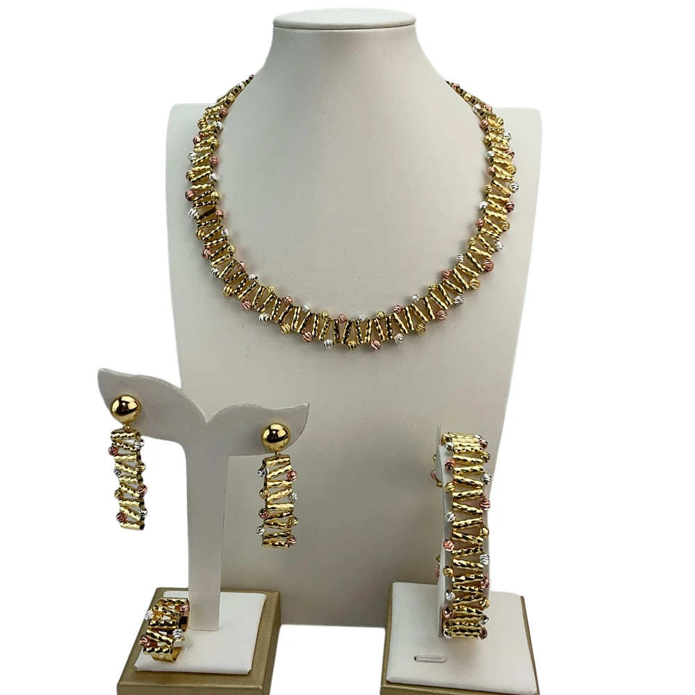 EMMA موضة دبي مطلية بالذهب الخرز القلائد أقراط خواتم مجموعات المجوهرات الجميلة للنساء هدايا مجوهرات حفلات الزفاف FHK21412 #2