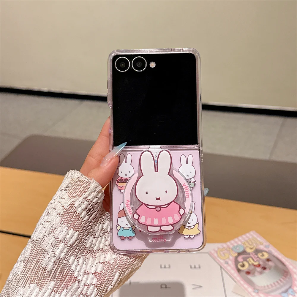 Urocze etui na telefon z motywem króliczka Miffy do Samsung Galaxy Z Flip8 7 Flip6 7FE Flip 5 6 7 8 z funkcją Magsafe i podstawką. — zdjęcie produktu 4