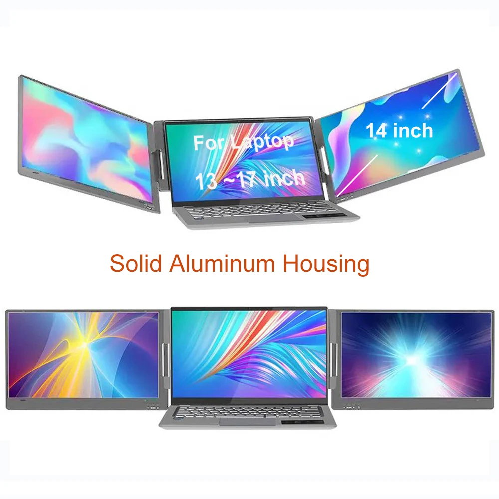 

14" Portable LCD Backlit Monitor HD Dual Triple Screen FHD IPS Gaming Series Sub Extender Notebook Expansion Screen for Computer