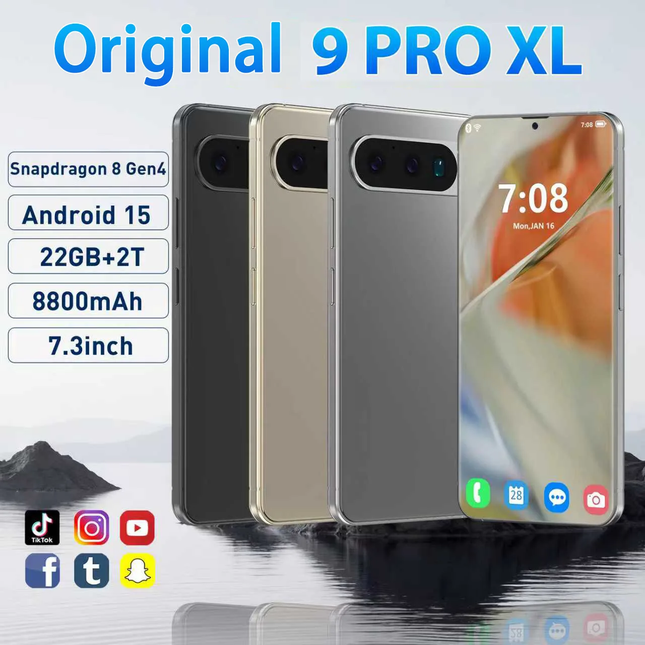 هاتف ذكي أصلي 9 Pro XL 7.3 FHD + 108MP 22GB + 2TB Snapdragon8 Gen4 8800mAh 5G ثنائي الشريحة Android15 هاتف بكسل بذاكرة قابلة للتوسيع #1