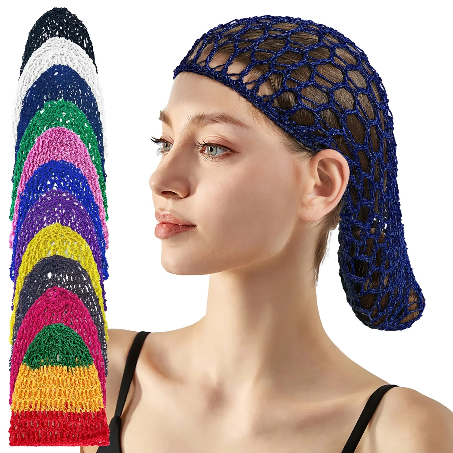 Damska modna szeroka siateczkowa opaska na głowę siatka do włosów czapka z dzianiny czapka Turban akcesoria do włosów popularna Casual Beanie — zdjęcie 2