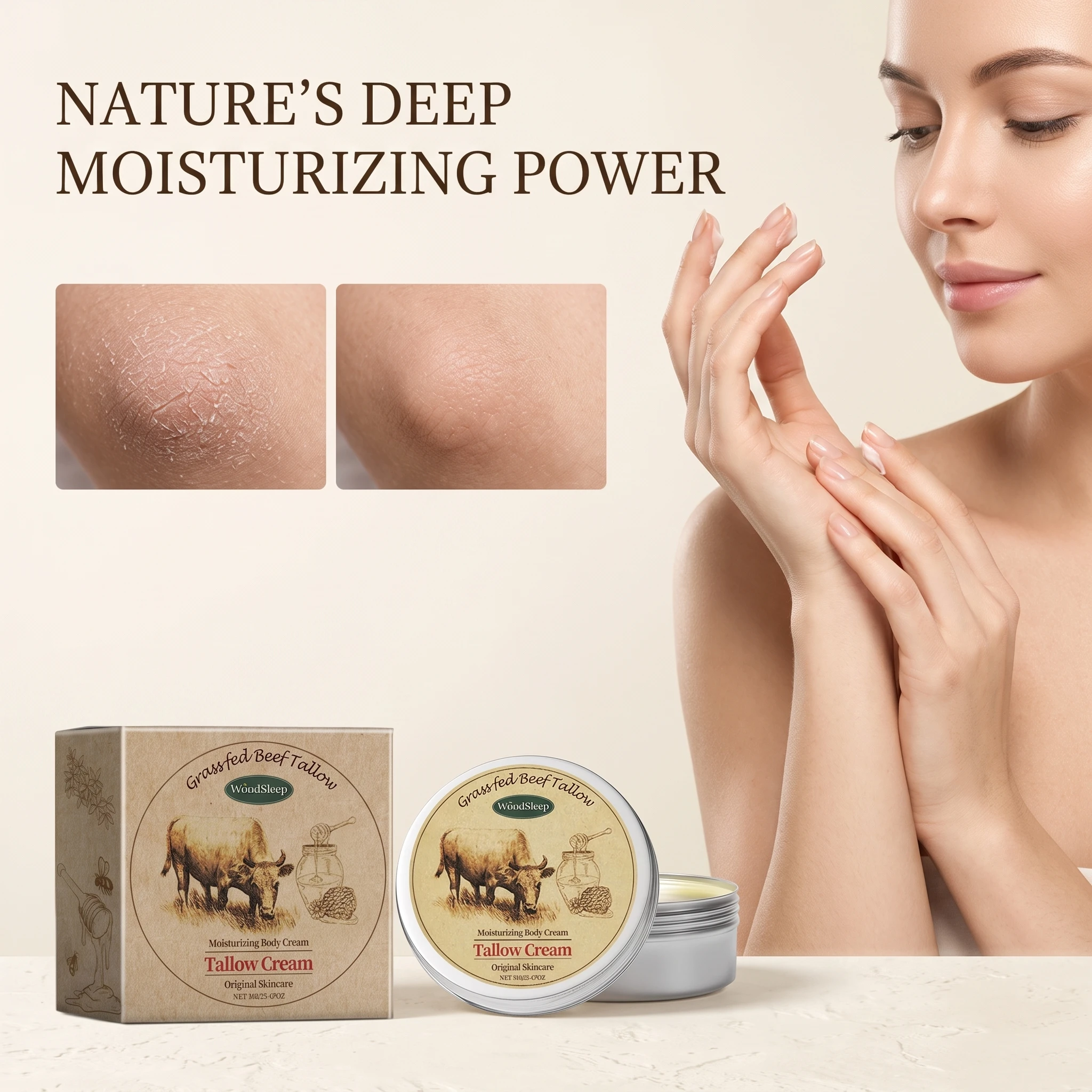 70g Grassfed Beef Tallow Balm Deep Moisturizing Improve Skin Texture Smoothing Reduce Dryness Strengthen Barrier Massage Non-greasy Body Cream