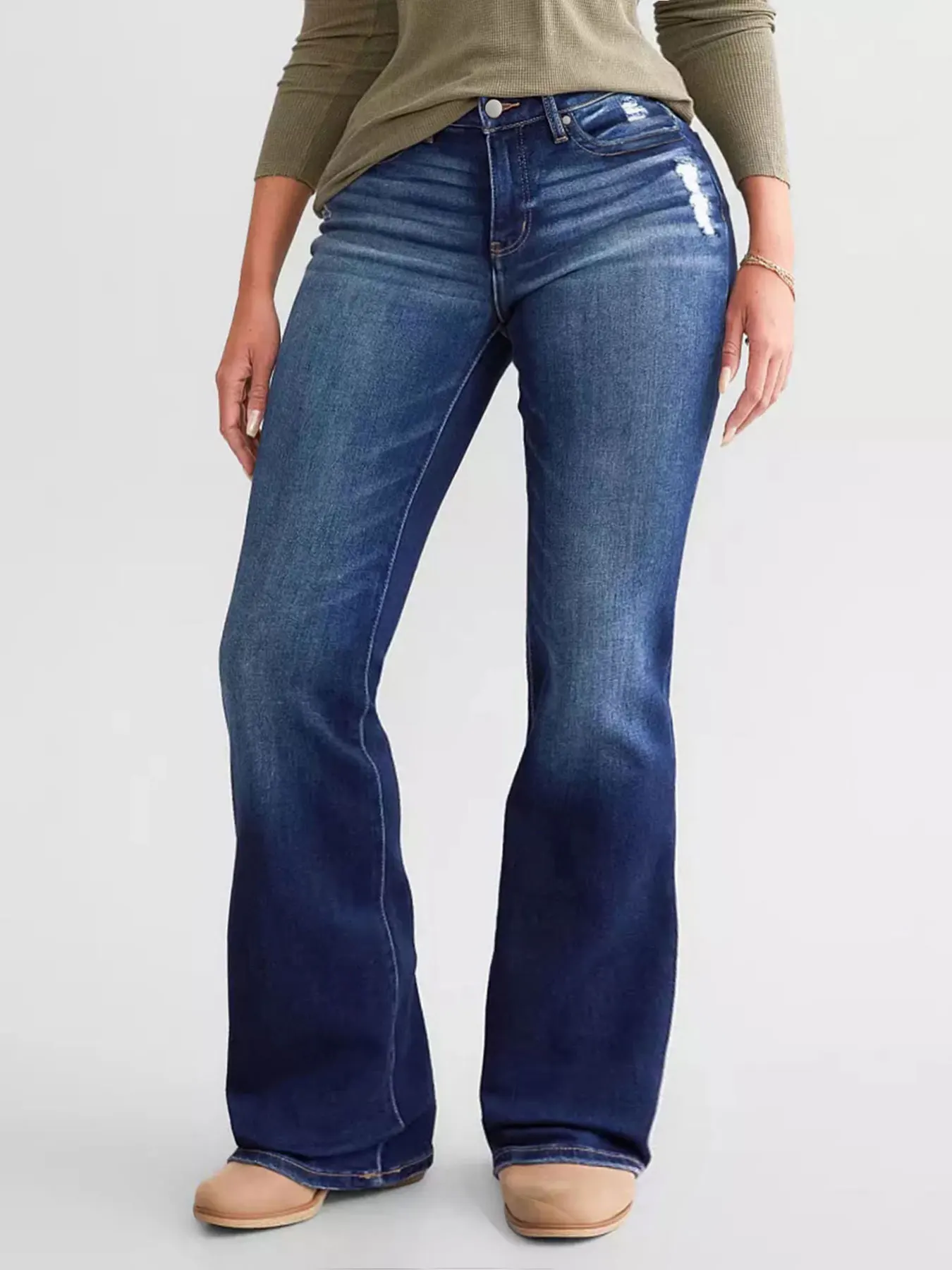 

Женские расклешенные джинсы с высокой талией, широкие мешковатые джинсы для женщин, эластичные джинсовые брюки, расклешенные тканевые джинсы