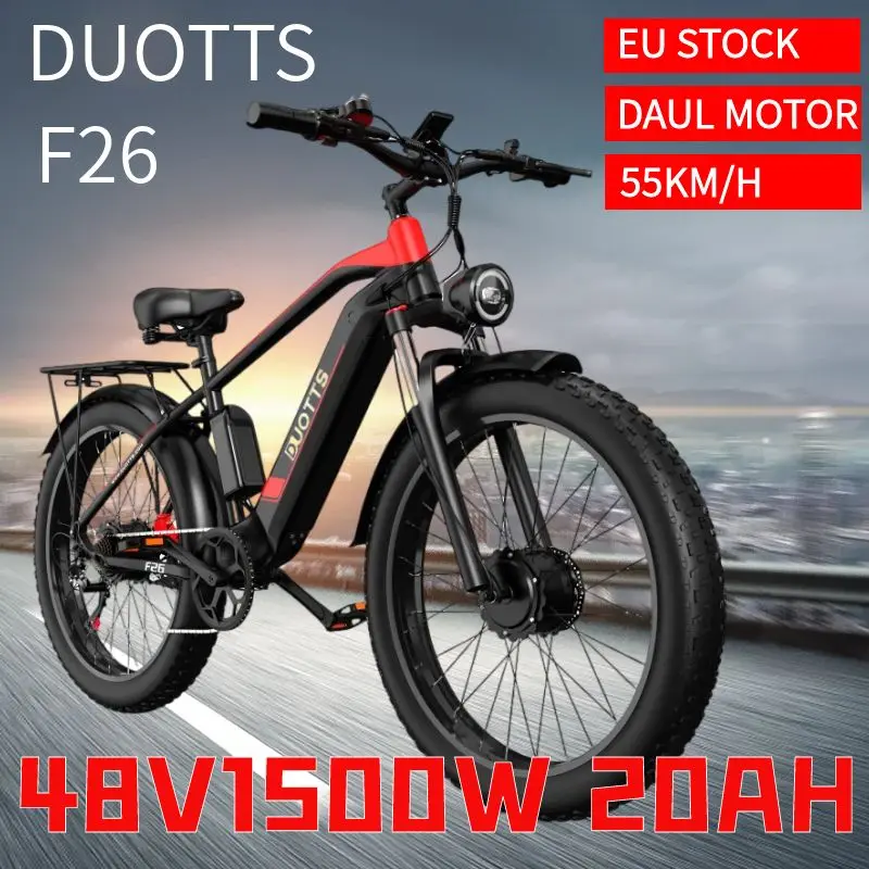 Duotts F26 Eu Warehouse 1500W 48v 20ah City Adults Mountain Ebike Mtb for Man 26 Inch Full Suspension Electric Bike