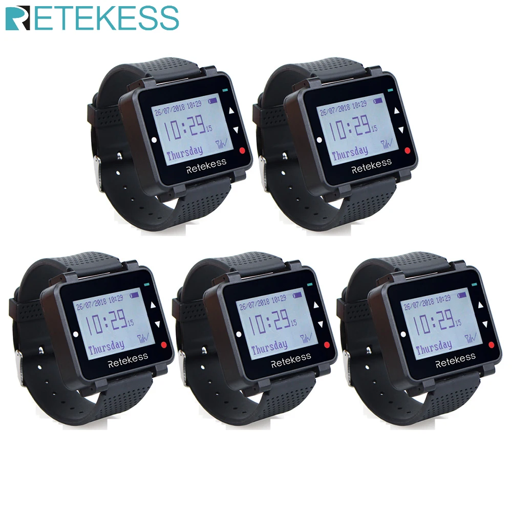 Retekess-sistema de Chamadas sem Fio T128 Receptor Relógio Restaurante Pager Garçom Chamada Bar Café Atendimento ao Cliente 43392 Mhz Pcs