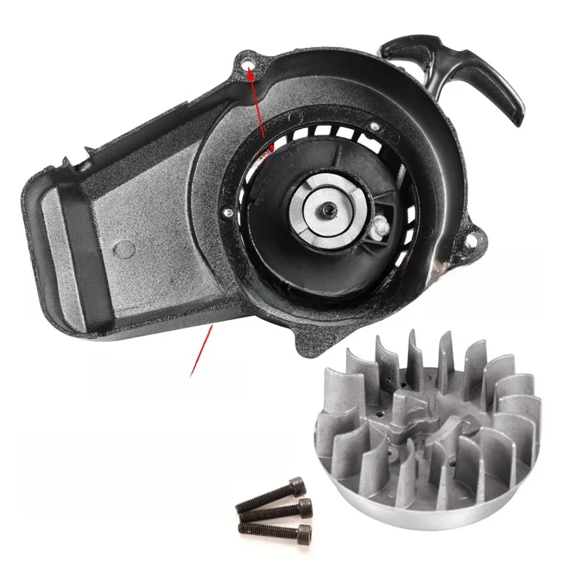 AliExpress qxmotorracing 47CC 49CC Flywheel Pull Start Starter Screw 2 stroke Pocket BIke MINI Motor Dirt Bike ATV Aluminium cover