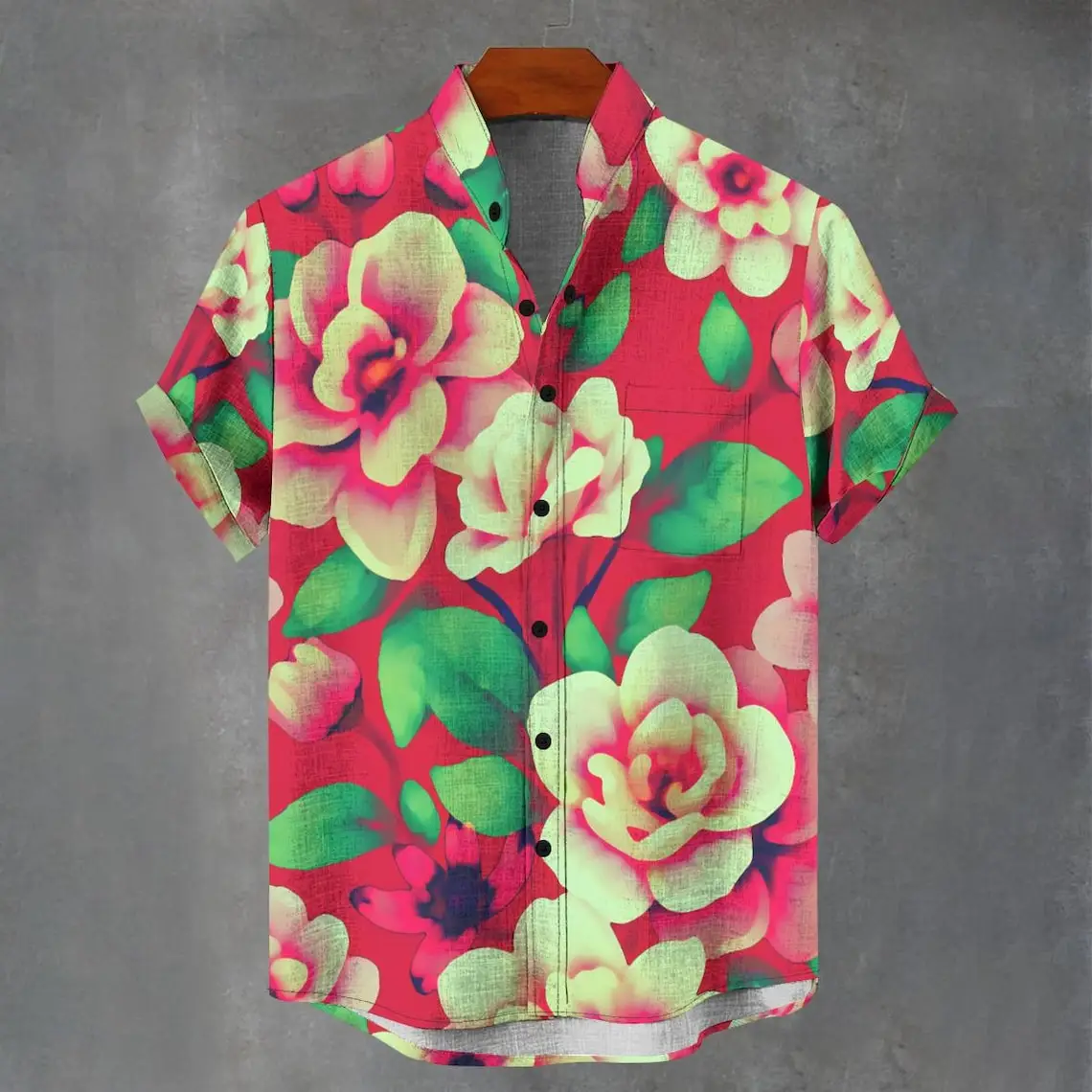 

2025 party short sleeved shirt full page printed gift for him or her flower white rose 3D printed pattern short sleeved shirt