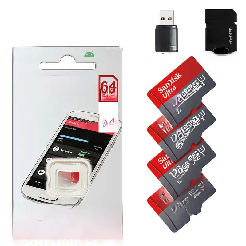 Karta pamięci Micro SD TF/SDCard 32 GB 64 GB 256 GB 512 GB 120 M/S Class10 UHS-1 Flash Ultra 128 GB Aparat/fon do czytnika kart/adaptera — zdjęcie 2