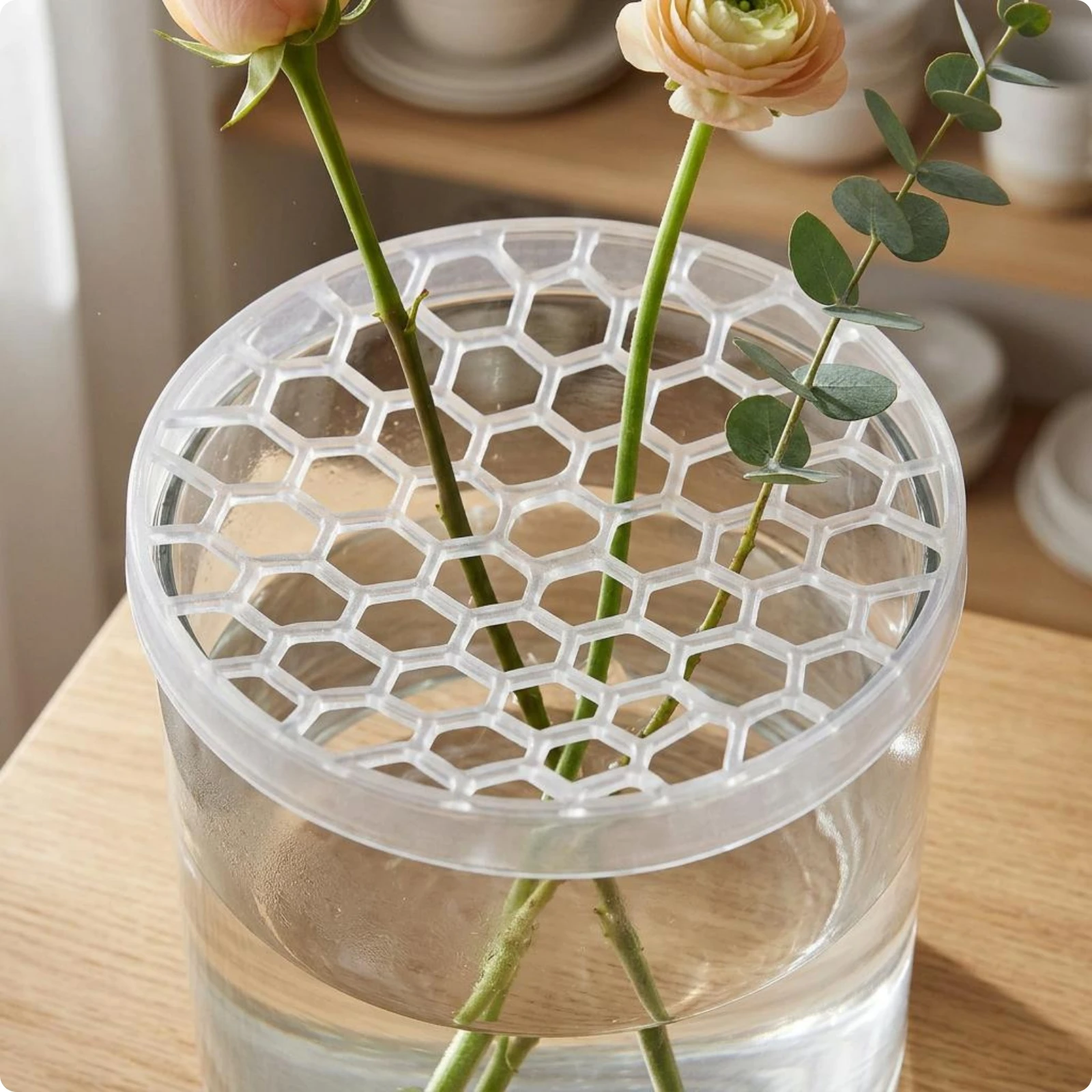 Transparent Silicone Flower Grid for Vase Reusable Silicone Flower Frog Grid Honeycomb Flower Grid Round Vase Grid Insert