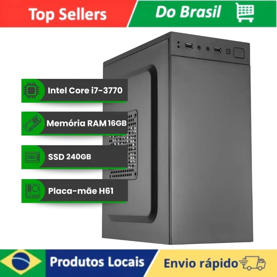 PC Intel Core i7-3770 4 Core 8 Threads 3.9GHz Turbo Boost SSD 240GB SATA III2,5" 16GB Ram DDR3 1600Mhz Dual Channel Com 1 Fan