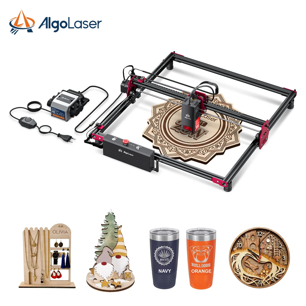 AlgoLaser-DIY Kit 20W Máquina De Gravura A Laser, Quad-core Diodo Laser, Forte Capacidade De Corte, Wi-Fi Controlado, 30L Ar-Assist Ferramentas