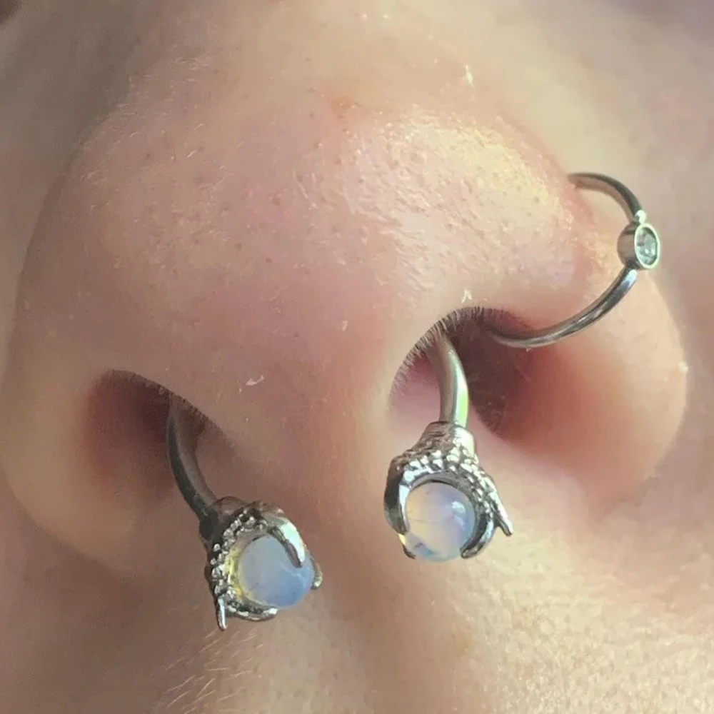 1PC 316L Surgical Steel Dragon Claw Stone Horseshoe Barbell Prong Opal CBR Ring Tragus Cartligae Earrings Daith Piercing Jewelry