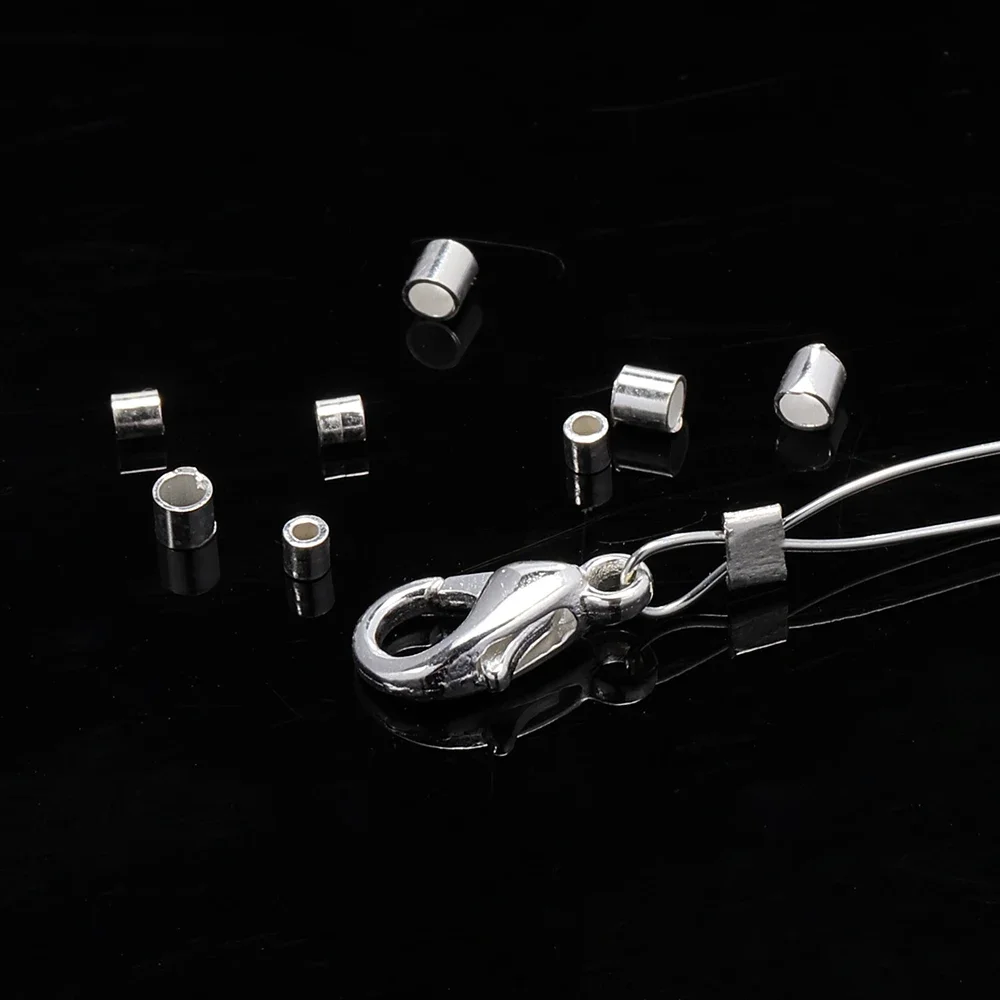20 sztuk 925 sterling Silver Crimp & koraliki końcowe 1.5mm, 2mm, 2.5mm srebrny Crimps srebrny koraliki końcowe do tworzenia biżuterii biżuteria ustalenia — zdjęcie 2