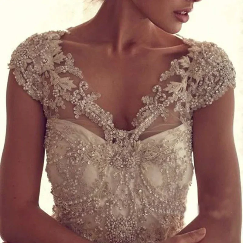 Przepiękne nowe kobiety biały/koronka w kolorze kości słoniowej szal Bolero kurtka ślubna Crystal Bridal Wrap Custom Made luksusowe kurtki — zdjęcie 2
