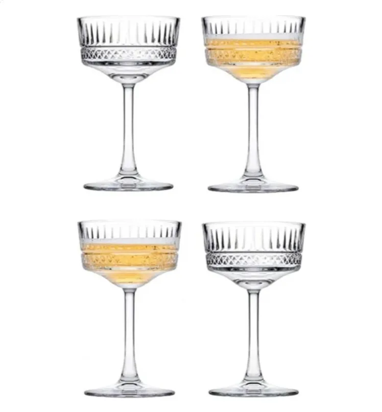 Pleasure Set Soft Drink and Champagne Glass (4 pieces) + Cookie Bowl (4 pieces) convenient and stylish design for home and bar