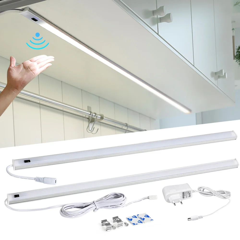 LED Licht Onder Kast Verlichting Voor Keuken Hand Sweep Schakelaar PIR Bewegingssensor Kast Garderobe Lamp 30/40/50 cm Led Nachtlampje - afbeelding 2