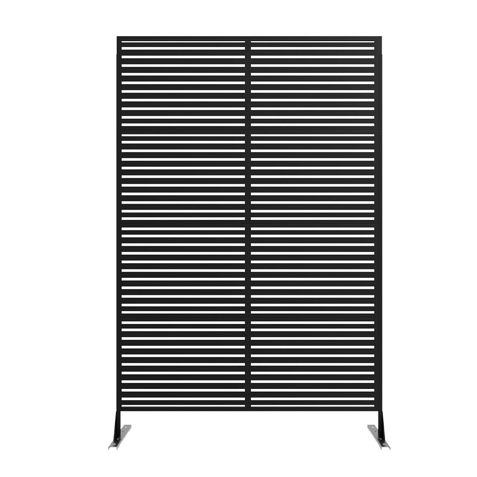 Paravent d'intimité autoportant en métal avec base, séparateur de pièce en acier, résistant aux intempéries, décoratif pour intérieur, extérieur, patio, jardin, balcon, motif rayé