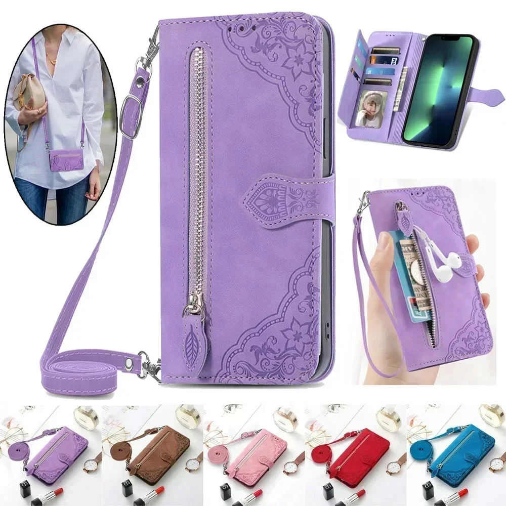 Luksusowe etui Honor Magic 8 7 6 Pro 6 Lite 5G z paskiem na ramię, zapinane na zamek, skórzane etui Honor Magic7 Pro 8 Lite Magic6 Pro, portfel, okładka książkowa — zdjęcie produktu 7