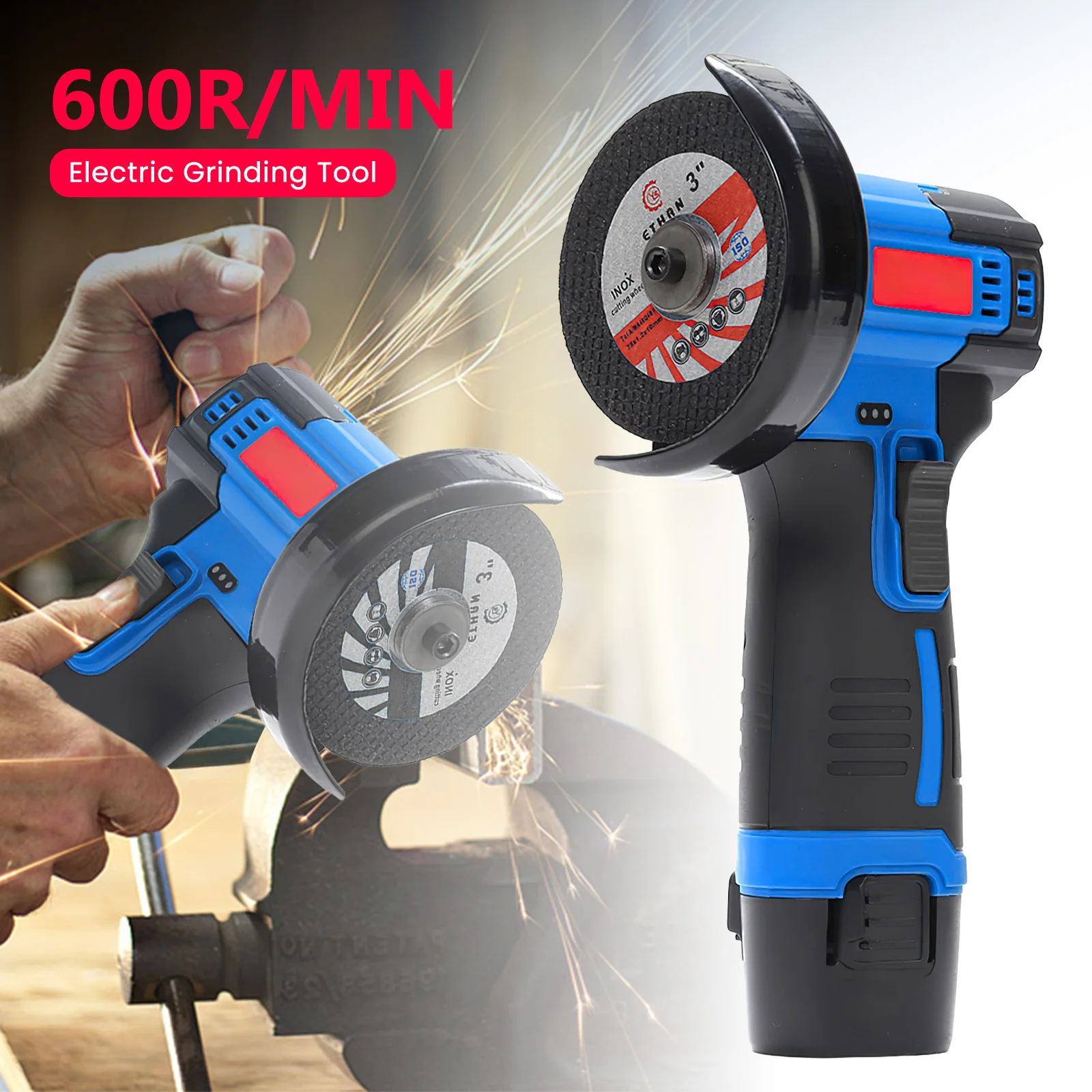 12V Kabelloser Elektrischer Winkelschleifer 600RPM Lithium-Akku Mikro-Polierschleifer Diamantschneid- und Leistungsschleifer – Detail 2