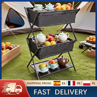 3-Layer Foldable Camping Storage Rack Portable Outdoor Organizer Shelf for Picnics Barbecue Storage Rack Multifunctional Shelf