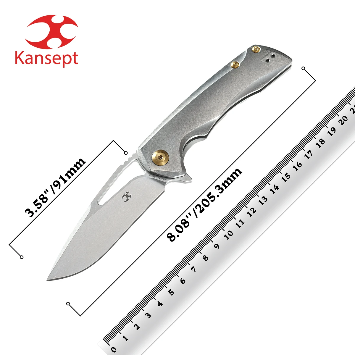 Kansept Kryo K1001A1 Folding Knife Kim Ning Designed CPM-S35VN with 6AL4V Titanium Thumb Hole & Flipper Hunting Knife