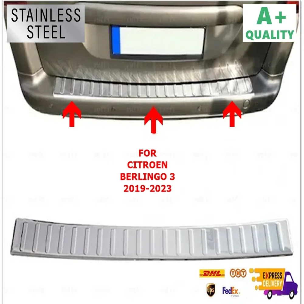 

Chrome Rear Bumper Sill For Citroen Berlingo 3 Models Between 2019-2023. Stainless Steel. A+ Quality. Automotive Accessories