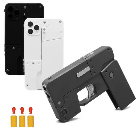 Outdoor Sports EVA Soft Bullet Adult Creative Phone Shape Folding Toy Gun CS Game Toy Accessories Kids Christmas Gifts QG395