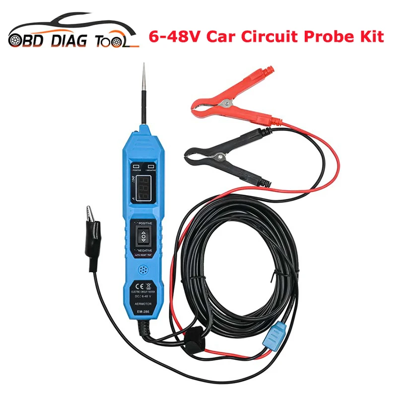 6V-48V DC Electric Circuit Tester with Voltage Display LED Light Car Electrical System Tester Power Probe Repair Diagnostic Tool