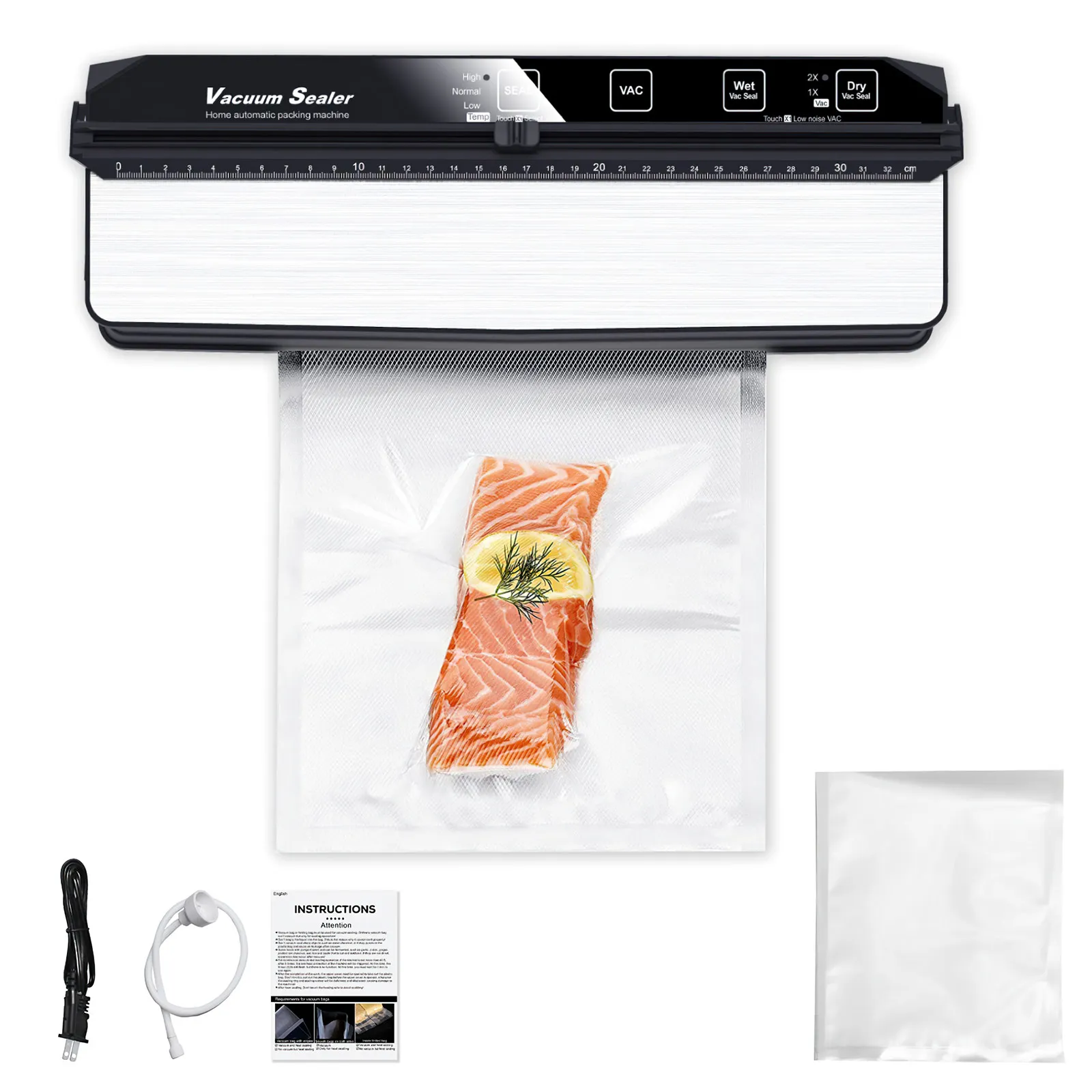 Elektrische Vakuummaschine, eingebauter Schneider, Rollbeutel, Küche, Fleisch und Gemüse, Paketversiegelung, Lebensmittelkonservierung, Vakuumierer – Detail 27
