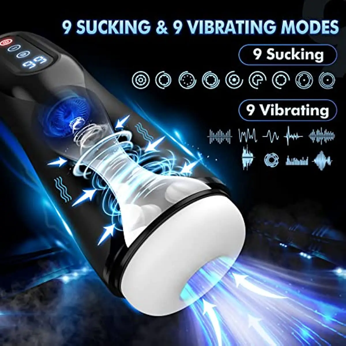 HESEKS Automatic Male Masturbators 9 Suction & Vibration Heating Real Blowjob Pussy Vaginas Adult Male Sex Toys for Men 18