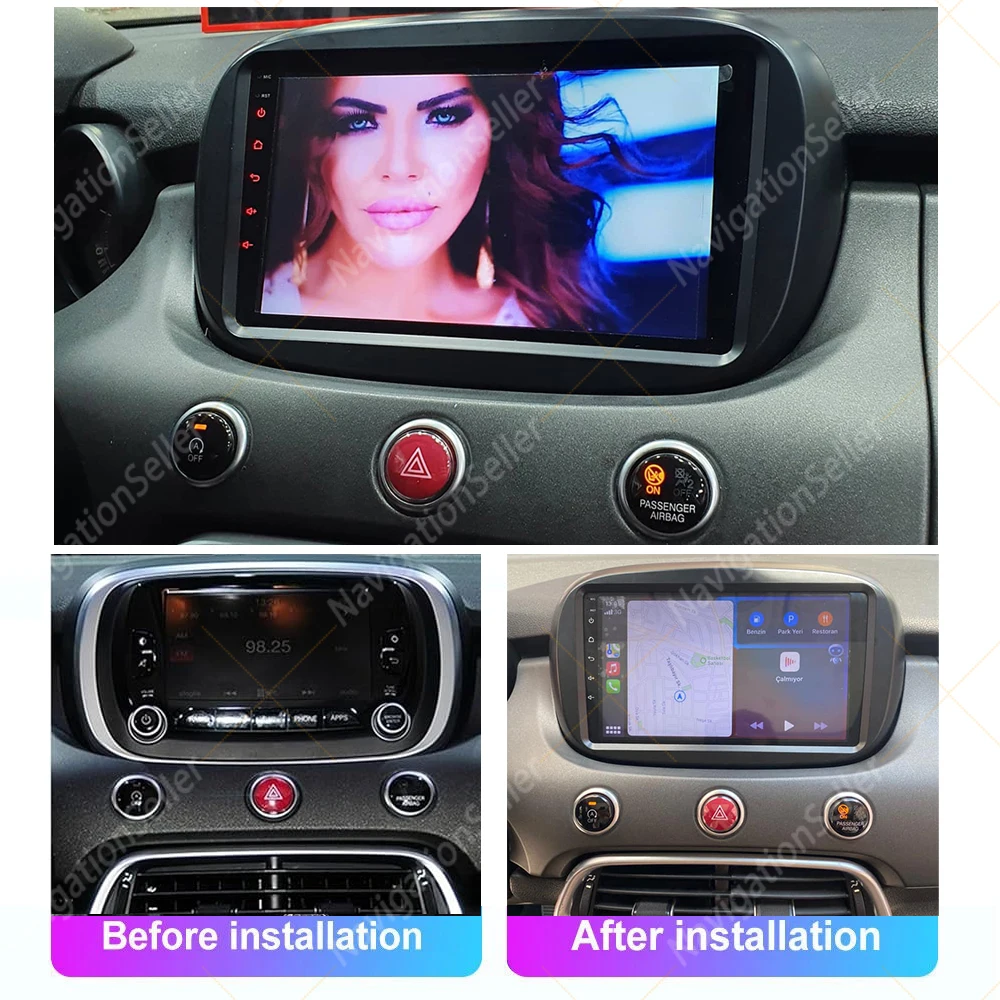 أندرويد شاشة تعمل باللمس فيات 500X 2014-2020 اللاسلكية CarPlay أندرويد السيارات راديو ستيريو رئيس وحدة نظام تحديد المواقع والملاحة كاميرا الوسائط المتعددة