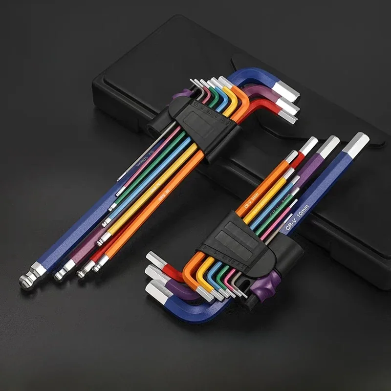 AliExpress Realmote 9PCS Colorful Allen Key Set Double Head Hex Wrench Kit with Long Arm for Bicycle Repair and Mechanical Tools